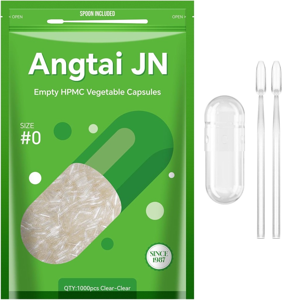 Größe 0 Kapseln Leere Vegan Pflanze basiert klar (1.000 Zähler) Glutenfrei, Non-GMO, Halal zertifizierte Pillen-Füllungs-Kit mit 2 Löffel für Vegetarische DIY Ihre eigenen Ergänzungen