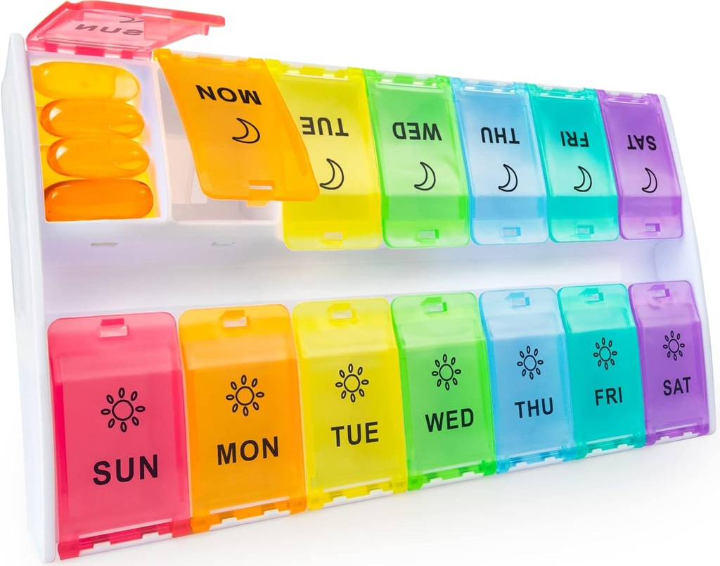 Mossime XL Large Pill Organizer 2 Mal pro Tag, Wöchentlich Am Pm Pille Box mit Hinged Lids, 7 Tage Medizin Vitamin Pille Case, Tägliche Pille Container, Big Medication Organizer für Supplement