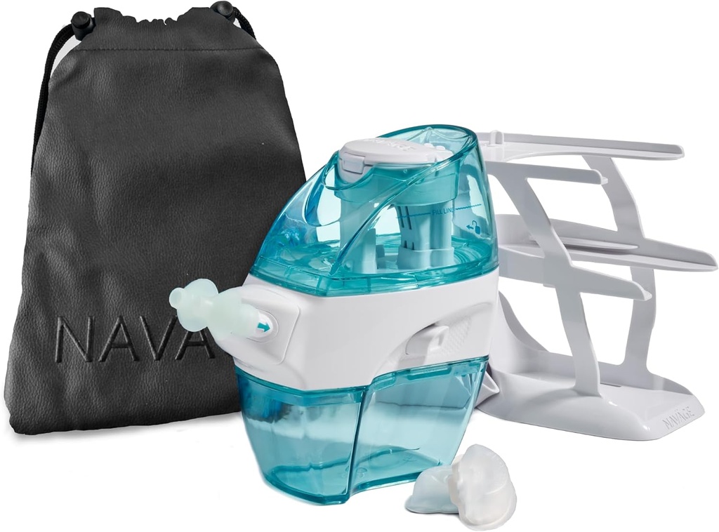 Navage Deluxe Bundle Nasal Bewässerungssystem - Saline Nasal Rinse Kit mit 1 Nasenreiniger, 30 Salz Pods, Black Travel Bag und 1 Countertop Caddy
