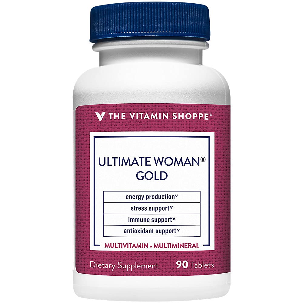 La Vitamine Shoppe Ultimate Woman Gold Multivitamine - avec Fer, B Vitamines et Vitamine D3 et plus pour soutenir la production d'énergie, la santé osseuse et immunitaire - Sans gluten multi-minéraux (90 comprimés)
