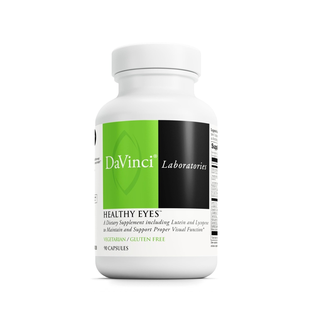 DAVINCI Labos Healthy Eyes - Supplément alimentaire pour maintenir une fonction visuelle saine et soutenir la santé oculaire* - avec des vitamines, minéraux, lutéine, lycopène, zéaxanthine et plus - 90 capsules végétales