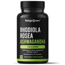 Natgrown Rhodiola Rosea mit Ashwagandha Wurzelextrakt Kapseln - Standardisiert auf 3% Rosavins und 1% Salidroside - 120 Count