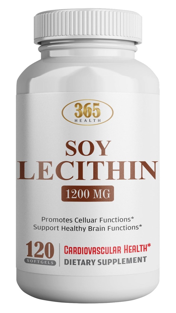 HEALTH LFE Lecithin 1200mg, hohe Potenz, 120 Softgele, natürliche Kombination von essentiellen Fettsäuren zur Unterstützung von Gehirn- und Nerve-Funktion-Lecithin-Food Grade, 1200mg pro Servieren, Nahrungsergänzung