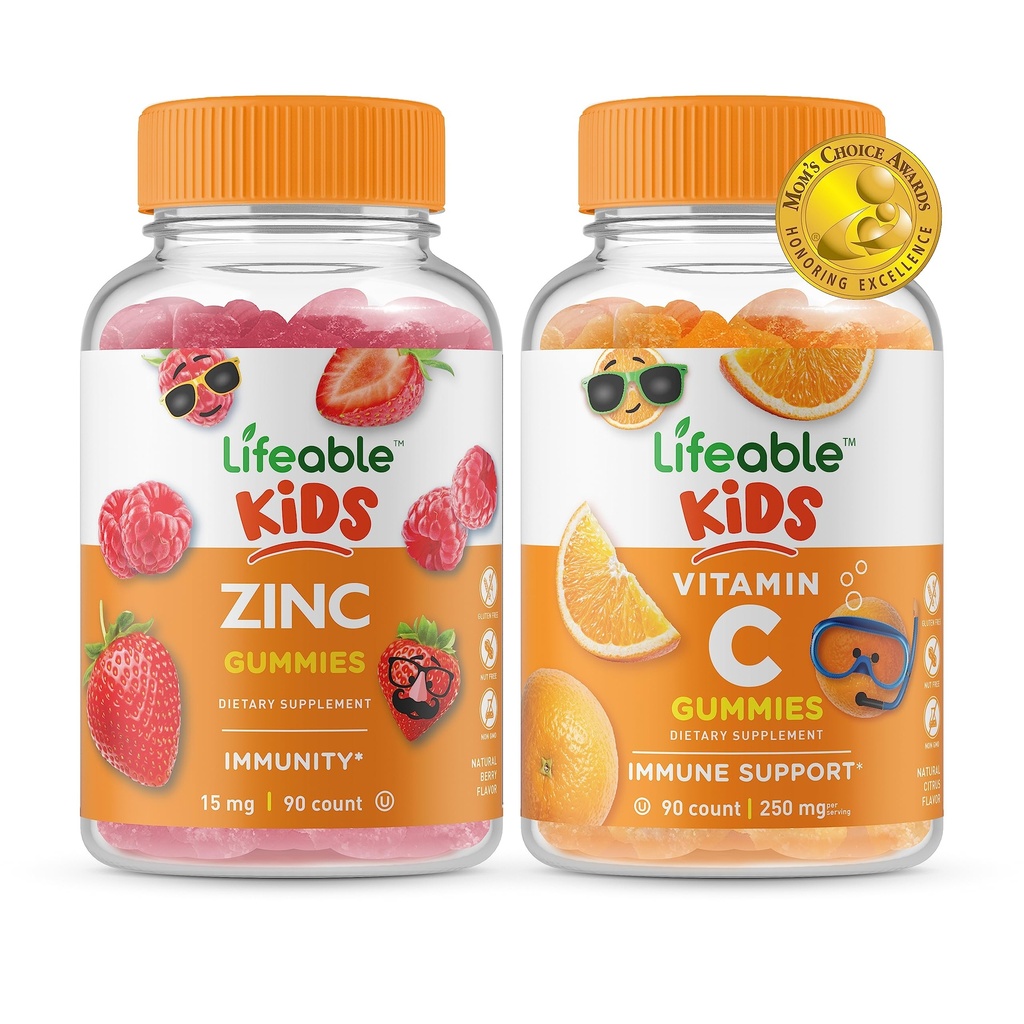 Lebensfähige Zink Kinder + Vitamin C Kinder, Gummi Bundle - Große Verkostung, Vitamin-Ergänzung, Glutenfrei, GMO frei, Kaugummi