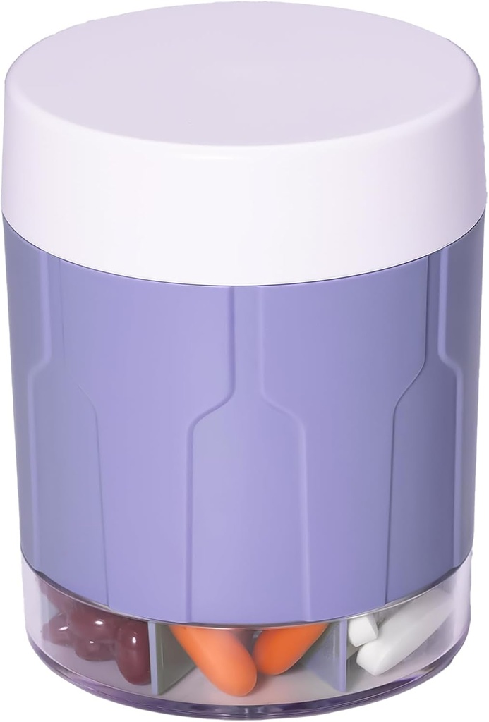 Betife Extra Large Supplément Organisateur, Bouteille d'Organisateur de pilules de semaine, Distributeur quotidien de pilules avec 7 grands compartiments, Organisateur pour tenir 7 jours de médicaments vitaminiques, 21 étiquettes et une brosse de nettoyage (Purple)