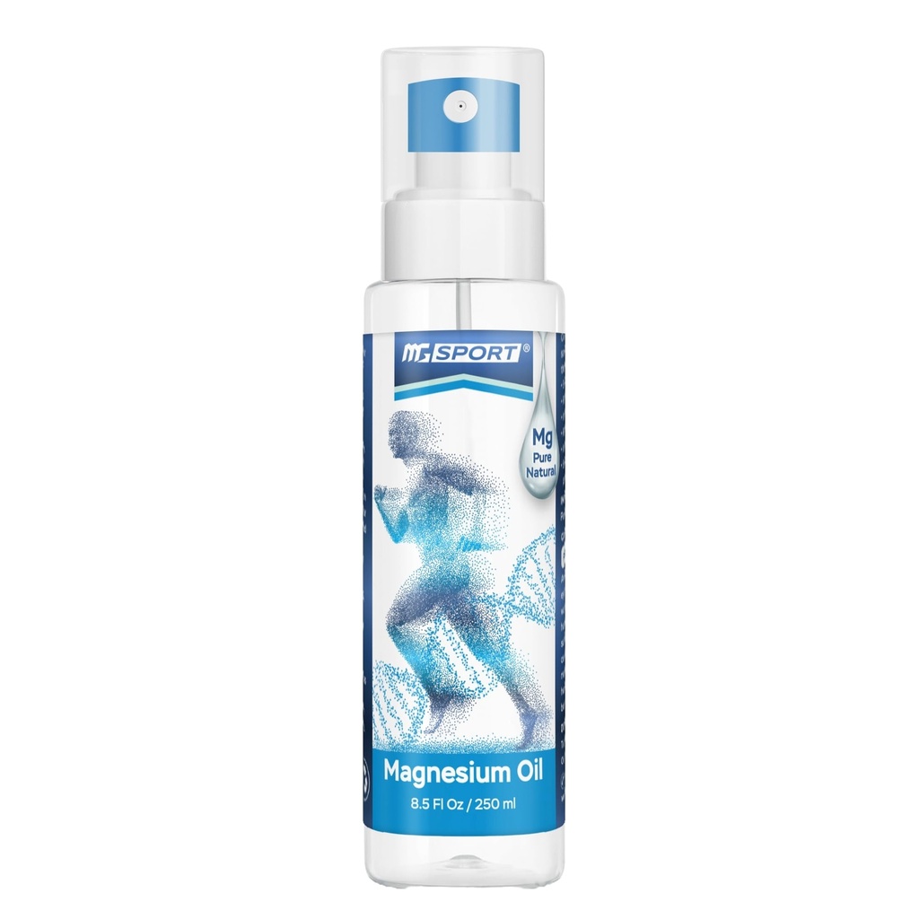 Magnesium Öl Spray – 250 ml Magnesium Chloride hohe Absorption und Rein aus dem Toten Meer, keine Konservierungsstoffe – Unterstützt Schlaf, Muskelrückgewinnung und Krämpfe. 1.400 Sprays - 8 mg Mg pro Spray.