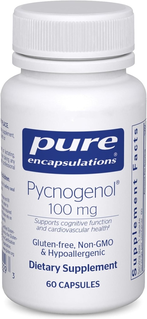 Pure Encapsulations Pycnogenol 100 mg | Hypoallergene Ergänzung zur Förderung der Gefäßgesundheit und Bereitstellung von Antioxidantien Unterstützung | 60 Kapseln