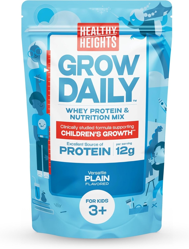 Healthy Heights Grow Daily Kids Protein Drink Mix (Plain) - High Protein Shake für Kinder 3+
