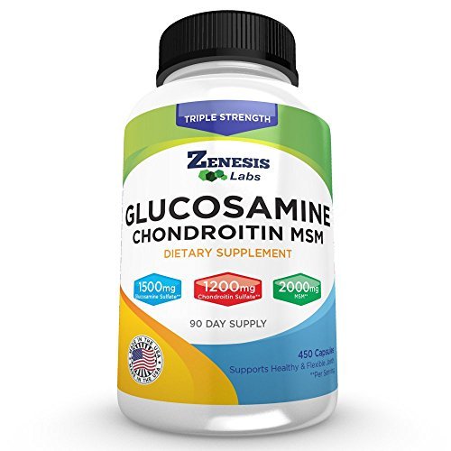 Zenesis Labs Glucosamine Sulfat + Chondroitin + MSM Kombination Joint & Cartilage Supplement 450 Kapseln (Bulk 90 Day Supply) 1500mg, 1200mg, 2000mg pro Servierung