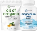 Micro Ingredients Öl von Oregano Softgels 6,000mg pro Servieren & Magnesiumoxid 400mg Bundle Pack | 4X Strength Carvacrol & Thymoquinon | Elementarform für Max Concentration