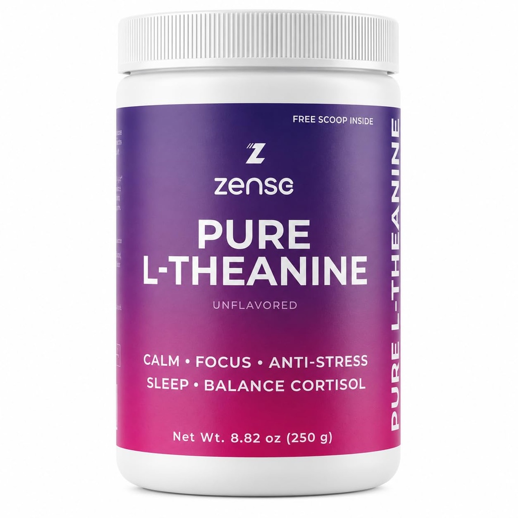Pure L-Theanine poudre 100% [266gm-1,250 portions] Supplément naturel L-Theanine - Un seul ingrédient, sans sucre, soja, remplissage, mélatonine, non-OGM, végétalien
