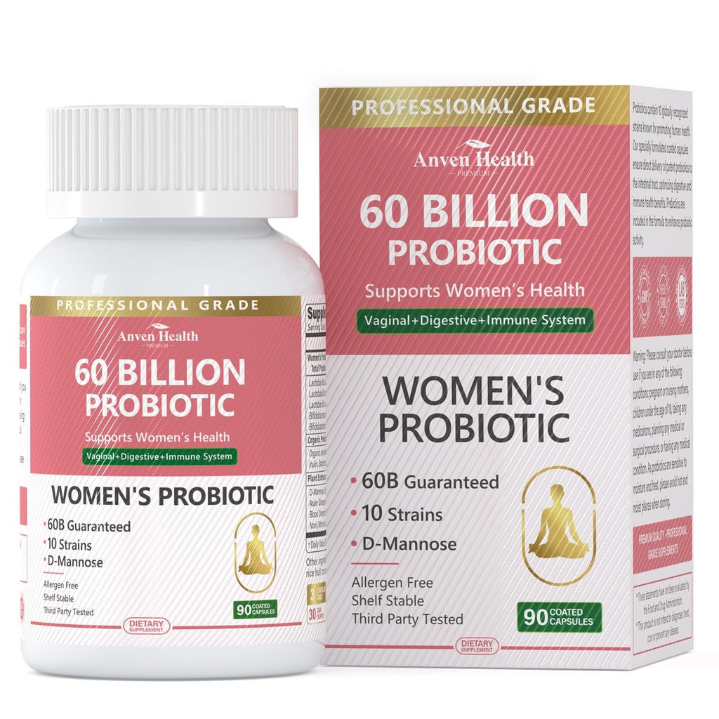 Probiotika und Bio-Präbiotika für Frauen pH Balance & Digestion- 60 Milliarden CFU Vaginale Probiotika mit Cranberry D-Mannose, Vegan & Non-GMO für Urinary Tract & Immune | 90 Caps
