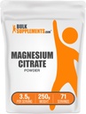 BulkSupplements.com Magnesium Citrate Powder - Magnesium 400mg Supplement, leicht absorbierbar - Rein & Glutenfrei, 3,5g pro Servierung, 250g (8.8 oz) (Pack von 1)