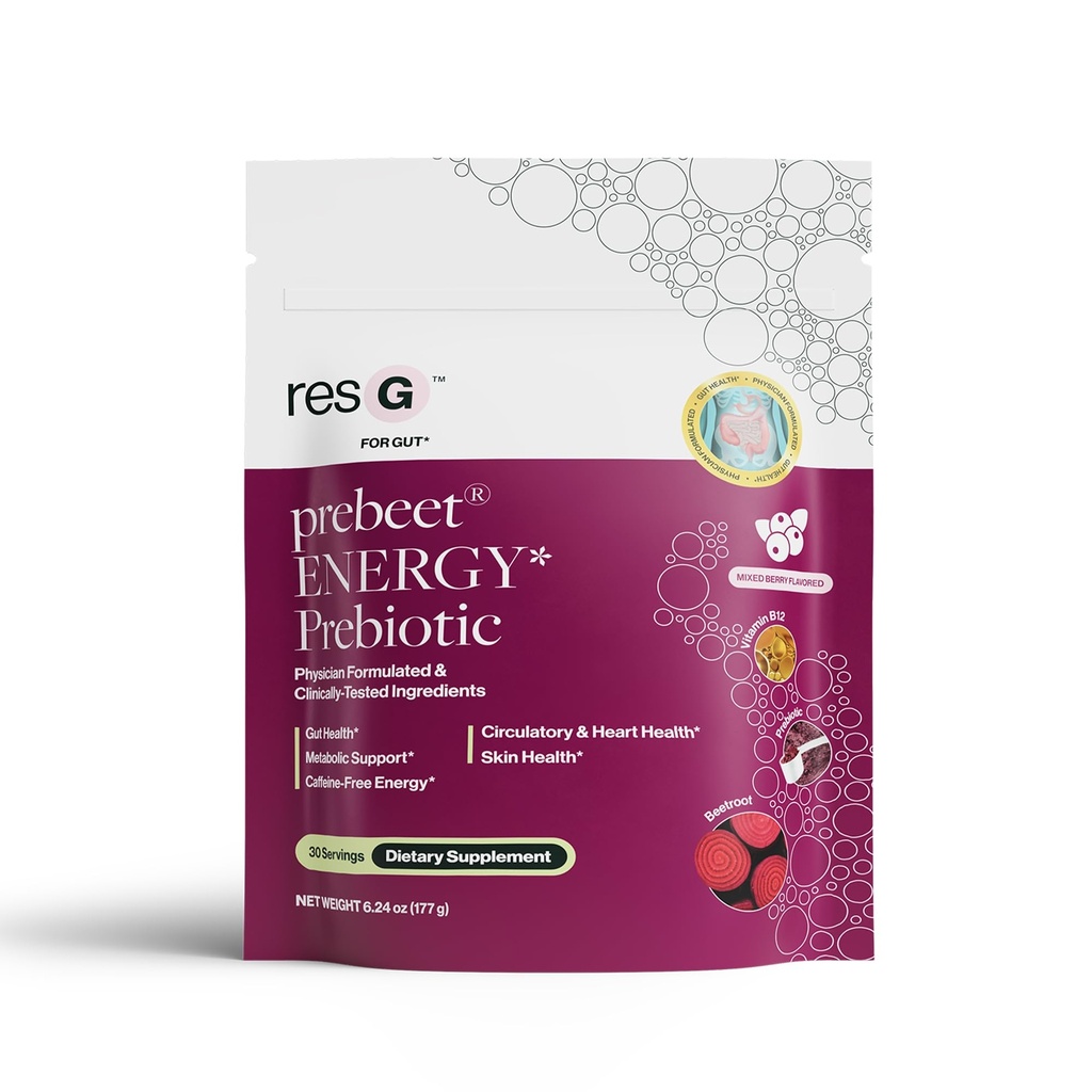 ResBiotic resG prebeet - Präbiotika Trinken für Verdauung, Okzialer Konsum, Gas, Bloating mit Akkermansia & GLP-1 Support w/Beet Root & Fiber, Gut Health for Women & Men - 180g (30 Portionen)