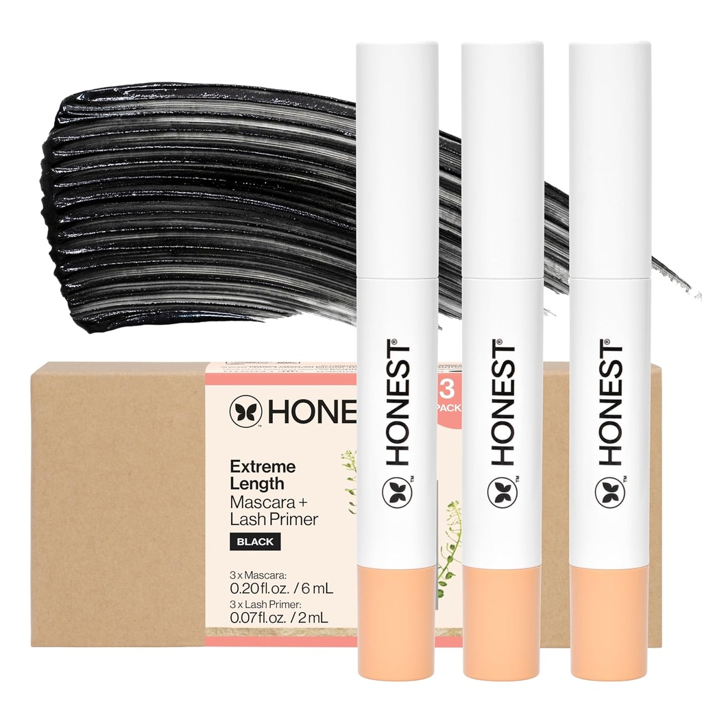 Ehrliche Schönheit 2-in-1 extreme Länge Mascara + Lash Primer 3-Pack | Cruelty Free + Safe für empfindliche Augen | 0.27 fl oz jeder (Pack von 3)