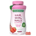 Nature's Bounty Optimal Solutions Cheveux, peau et ongles Pectin Gommies, 2500 mcg Biotin Par service, Pas de bâton Gommy, Formule végétarienne, Fraise Flavor, 200 compte, 100 Total des services