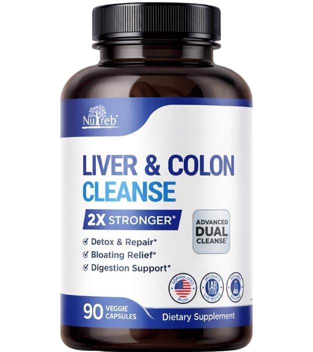 Détox du foie et nettoyage des colonies - 2X plus fort - Détox du foie et réparation - Détox du foie et désintoxication - supplément de chardon de lait premium - hommes et femmes - végan 90 capsules