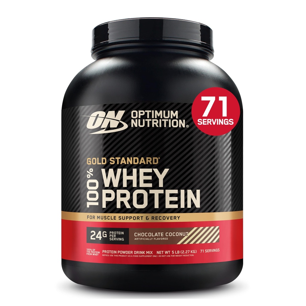 Optimum Nutrition Gold Standard 100% Whey Protein Pulver, Schokolade Kokosnuss, 5 Pfund (Packaging May Vary)