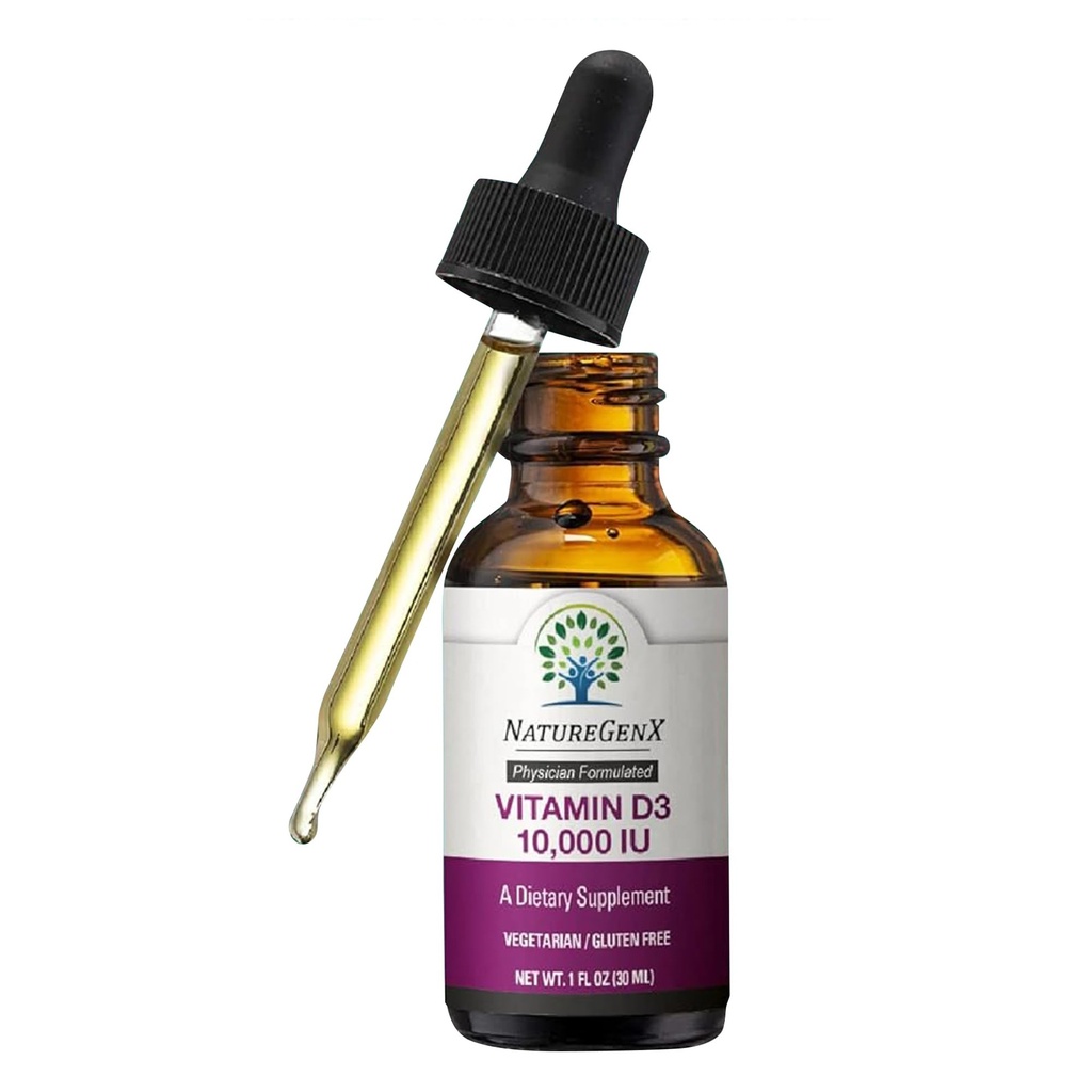 Vitamin D Flüssige Tropfen für Erwachsene: Vegan D3 10000 IU für Immununterstützung & Knochenstärke-Ergänzungen, Non-GMO & Glutenfreies flüssiges Vitamin D für Frauen & Männer, 30ml, 30 Portionen