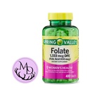 Generisches Spring Valley Folate 1.333 mcg DFE, Folsäure 800 mcg, 400 Tabletten - Nahrungsergänzungsmittel, Frauengesundheit Boost, Stoffwechsel und Herzunterstützung - Bundle mit+ Aufkleber Dri Store