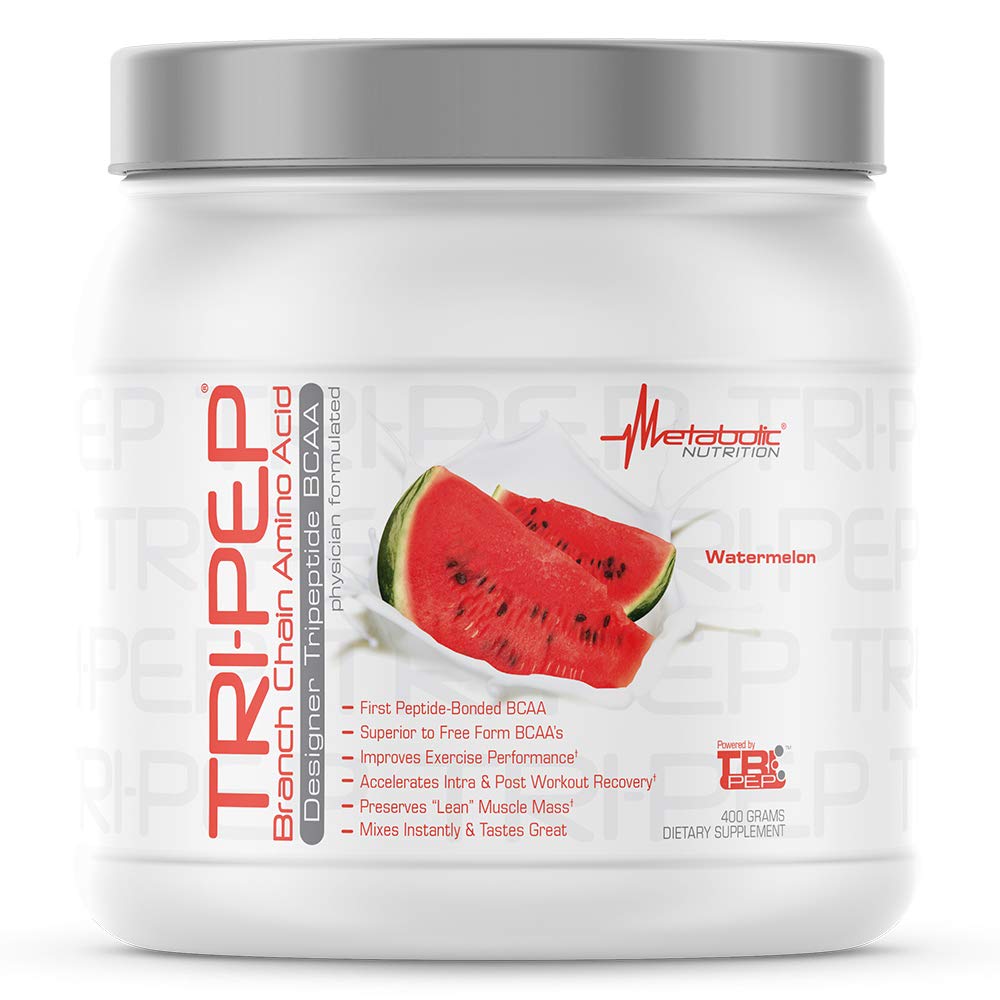 Metabolic Nutrition | TRIPEP - Tri-Peptide Branch Kette Aminosäure, BCAA Pulver, Pre Intra Post Workout Supplement | Wassermelone, 400 Gramm (40 Servierungen)