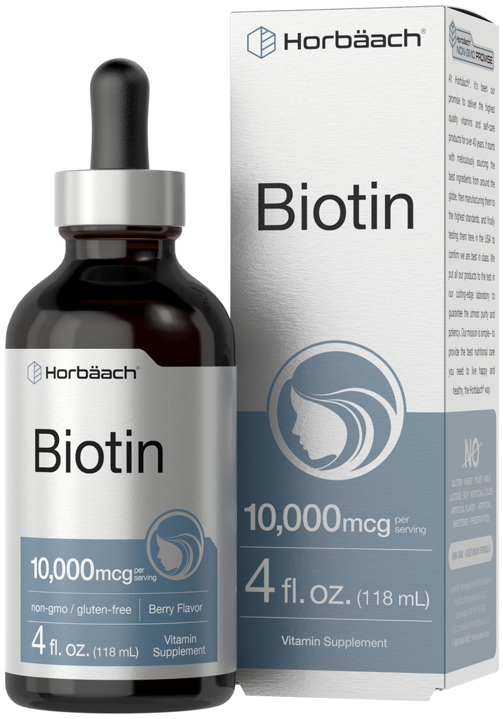 Horbäach Biotine gouttes liquides 10000mcg. 4 fl oz.