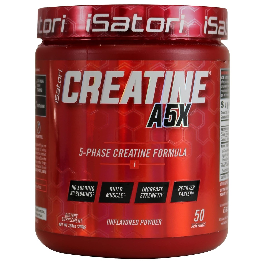 iSatori Creatine A5X mit Kreatin-Monohydrat & Betaine-Anhydrous für Muskelwachstum, Kraft-Gebäude, & Erholung - Nahrungsergänzung für Training & Gewichtheben - Unflavored (50 Servietten)