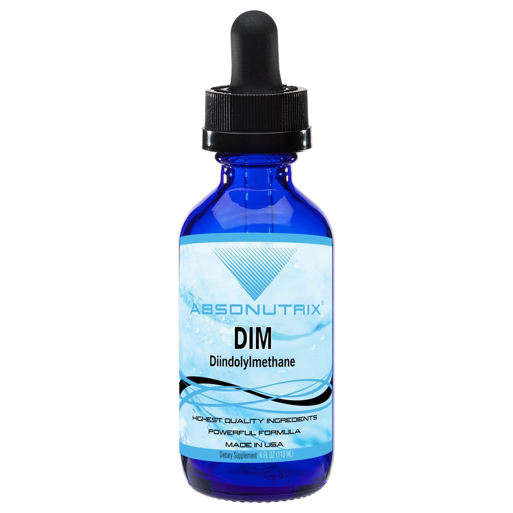 Absonutrix DIM (Diindolylmethan) Extrakt 593 mg, 4 Oz Bottle, 200 Potent Servings, Third-Party Tested Drops, schnelle Absorption, Glutenfrei, Third-Party Tested, GMP-Certified, Non-GMO, Made in USA