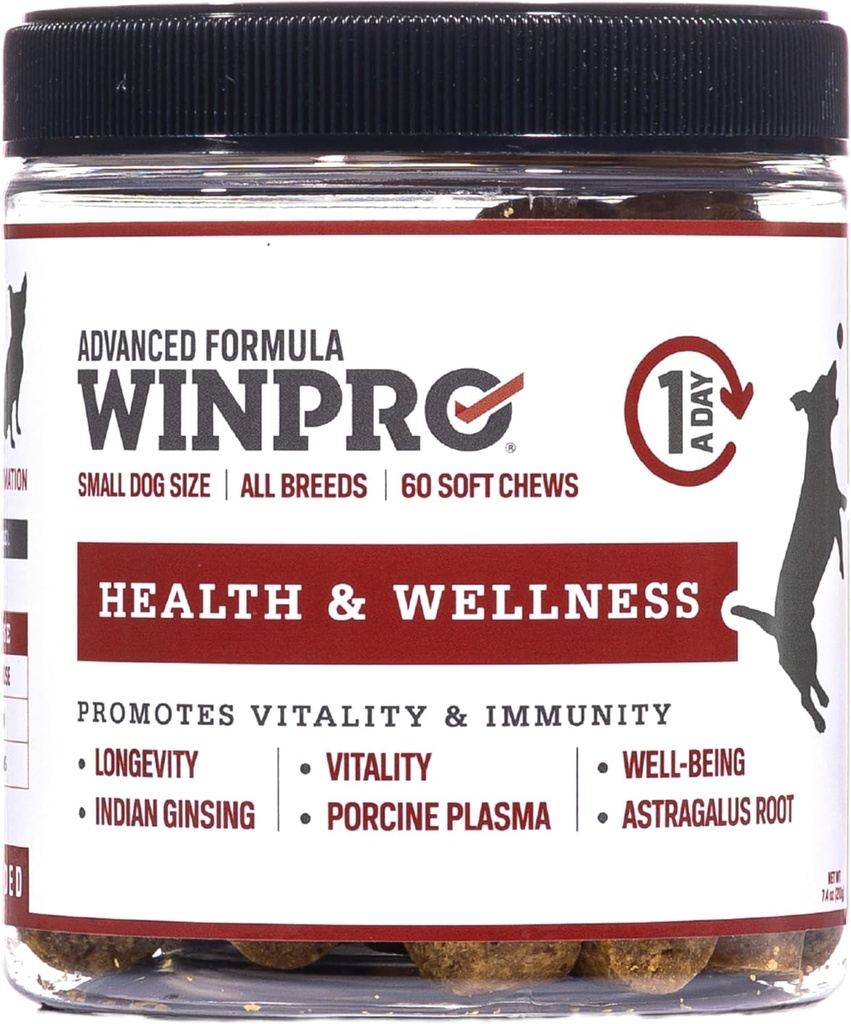 WINPRO Pet Health & Wellness Chews für kleine Hunde, 60 Soft Chews, Plasma powered, Grain Kostenlose Ergänzung für kleine Hunde Bereitstellung Vitalität und Immunität Unterstützung