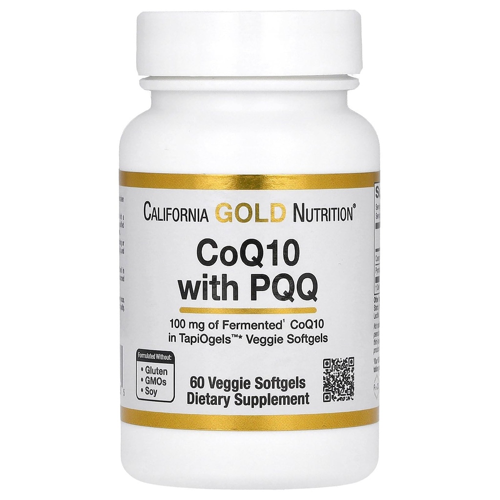 California Gold Nutrition CoQ10 mit PQQ, Ubiquinone USP, Tapioca Veggie Softgel mit Sonnenblume Lecithin, 100 mg, 60 Veggie Softgel