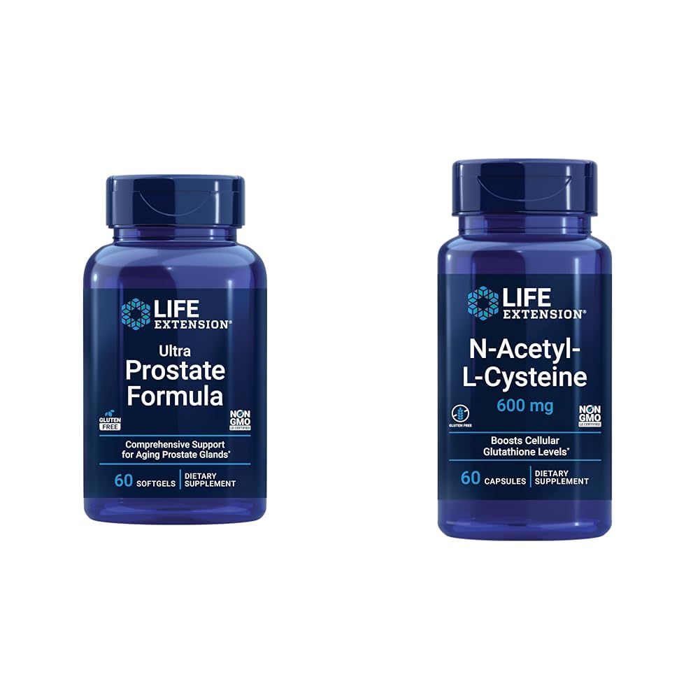 Extension de vie Ultra Prostate Formula, Saw Palmetto pour les hommes, pygeum, nettle piquant et N-acétyl-L-Cysteine (NAC), Immune, respiratoire, santé du foie, NAC 600 mg