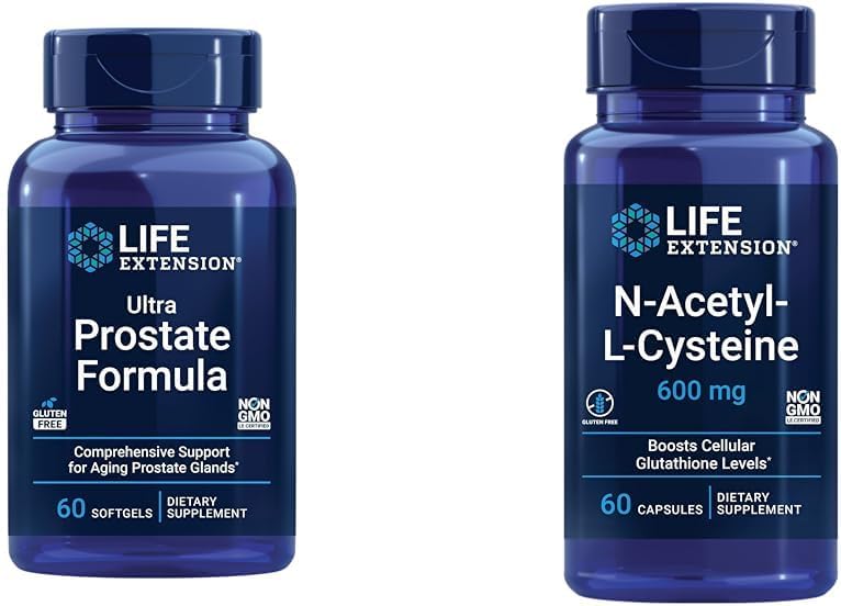 Life Extension Ultra Prostate Formula, Saw Palmetto for Men, pygeum, stinging Nettle & N-Acetyl-L-Cysteine (NAC), Immune, Respiratory, Liver Health, NAC 600 mg