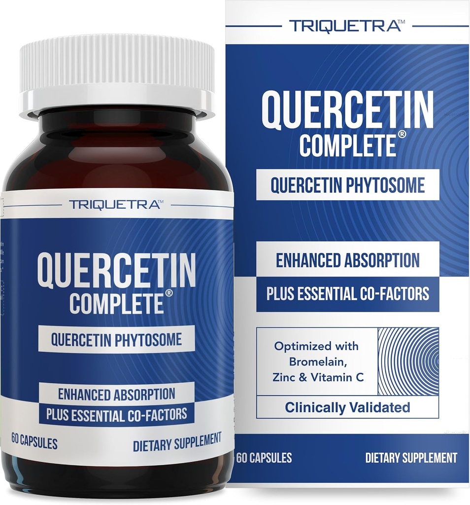Quercetin Complete® Quercetin Phytosome mit 50X Höhere Absorption, Klinisch bewährte und patentierte Quercefit – effektivste Form von Quercetin – Verbessert mit Bromelain, Zink & Vitamin C (60 Kapseln)
