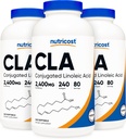 Nutricost CLA (Conjugated Linoleic Acid) 2400mg, 240 Softgels - Glutenfrei, Non-GMO, 800mg Per Softgel (3 Flaschen)