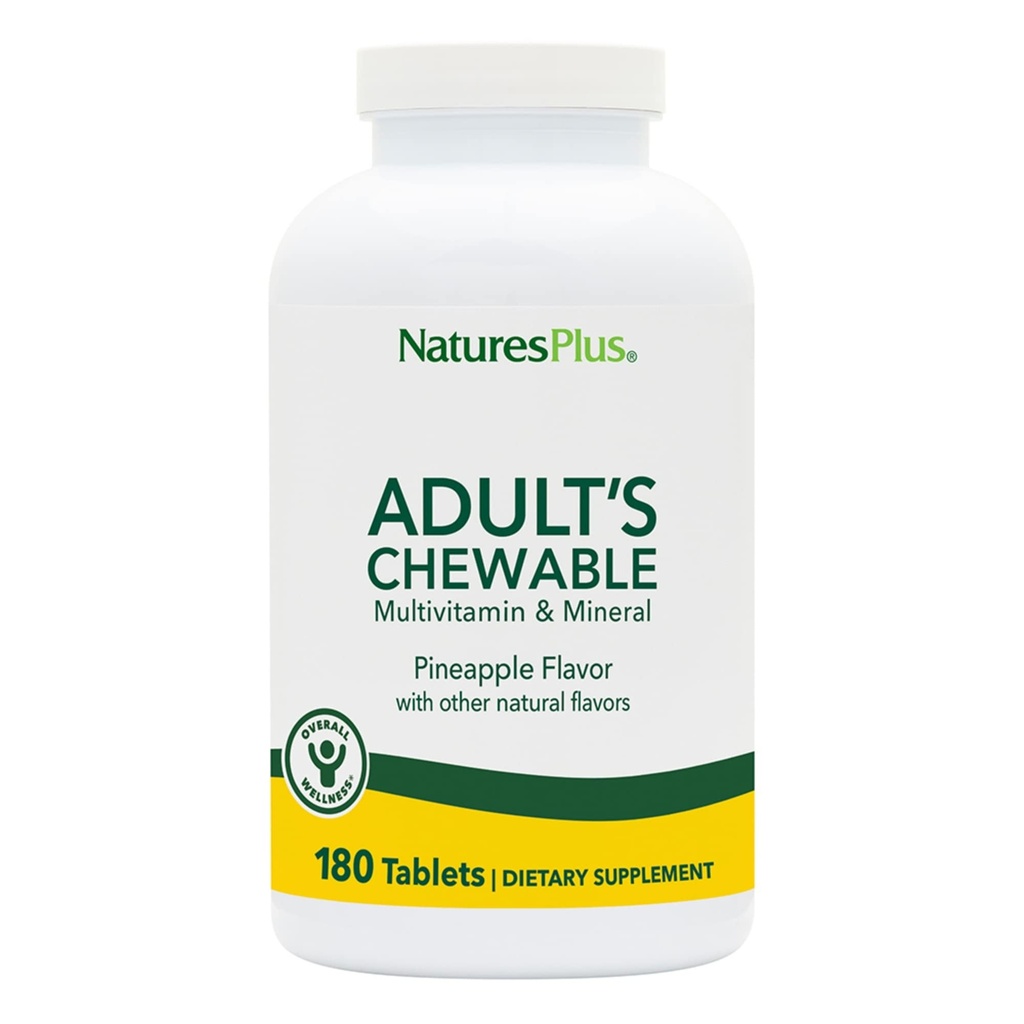 NaturesPlus Adult's Chewable Multivitamin - 180 Vegetarische Tabletten - Ananas Flavor - Natürliche Ganze Nahrungsergänzung für Gesamtgesundheit, Energie - Glutenfrei - 180 Servierungen
