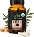 Bio Muskel Tongkat Ali für Männer, 500mg - Pure & Potent USDA Eurycoma Longifolia Root Supplement 60 Count – Wild Grown Men's Health Hormone Unterstützung für männliche Leistung, Drive & Energizer