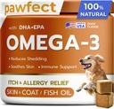 PAWFECTCHEW Huile de poisson Omega 3 pour chiens - Allergie - Hygiène articulaire - Démangeaison, Démangeaison - Supplément de peau et de manteau - Huile de saumon de l'Alaska Chews - Omega 3 6 9 - Acides gras de l'EPA et du DHA