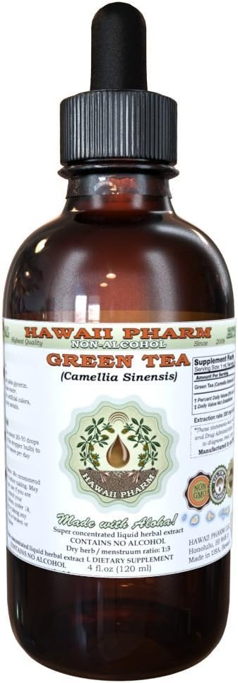 Hawaii Pharm Green Tea Alcohol-Free Liquid Extract, Organic Green Tea (Camellia Sinensis) Getrocknete Blatt Glycerit natürliche Kräuterergänzung 2 oz