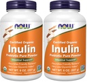 MAINTENANT Suppléments, Poudre pure prébiotique d'inuline, biologique certifiée, non-OGM Projet vérifié, soutien intestinal*, 8-Ounce (paquet de 2)