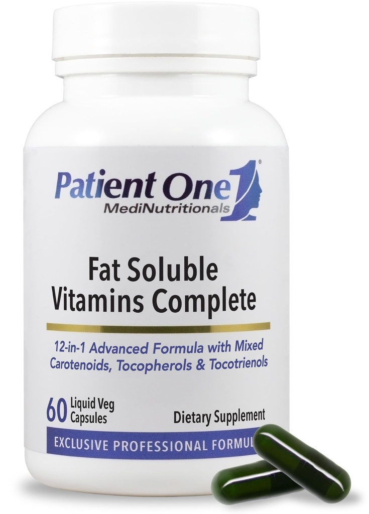Patient 1 Fat Soluble Vitamines Complètement Supplément pour soutenir le bien-être du corps entier* avec les vitamines A, D, E, K, les caroténoïdes et plus