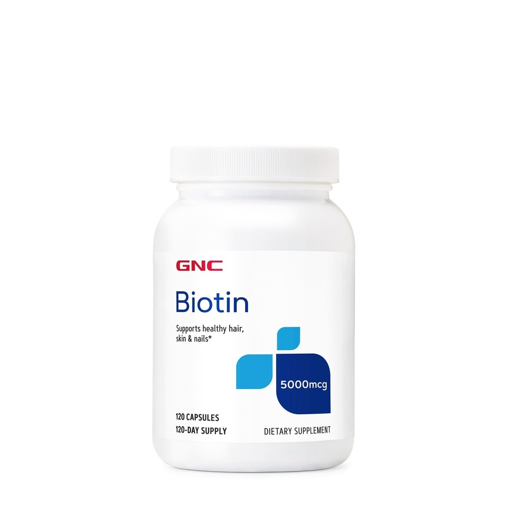 GNC Biotin supplément de 5000mcg, soutient les cheveux, la peau et les ongles sains, 120 portions