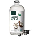 Huile MCT biologique de force naturelle – Bouteille en verre pur – Fabriqué à partir d'huile de coco vierge pressée 100% Cold + Certifié Keto, Paleo, Kosher, Vegan & Non-OGM – Laboratoire testé pour la qualité et la pureté - 32 Ounce