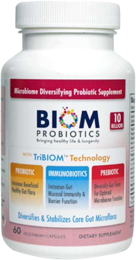 Biom Probiotics 3-in-1 Formel (Cold Shipped) mit 10 Billion Flora Probiotics, Prebiotics und Immunobiotics for Healthy Life & Longevity - Diversifiziert Gut Microflora und Microbiome - für Männer & Frauen
