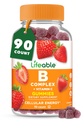 Lebensfähige Vitamin B Complex Gummis für Erwachsene | mit Vitamin C | Great Tasting Vitamin B Gummies | für Energie und Nervensystem | Vegan B Complex Vitamine für Frauen, Männer | 90 Gummie