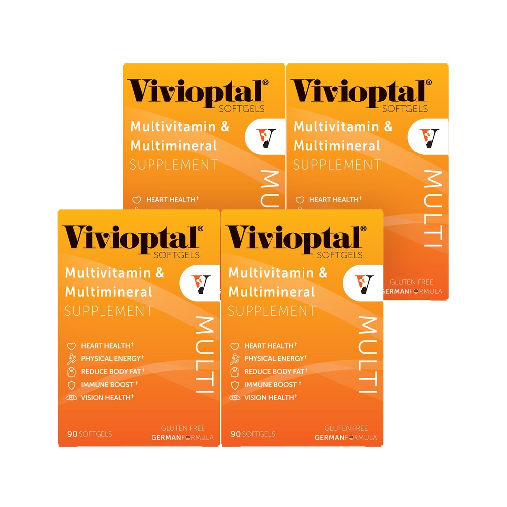 Vivioptal Multi, 90 Softgels (1 an d'approvisionnement), Multivitamine et multiminérale, sans gluten, formule allemande