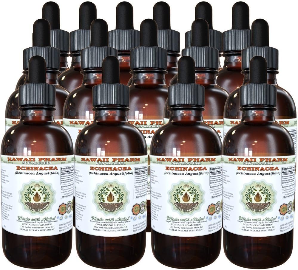Echinacea Alkoholfreier Flüssigextrakt, Echinacea (Echinacea Angustifolia) Getrocknete Wurzel Glycerit Hawaii Pharm Natürliche Kräuterergänzung 15x4 oz
