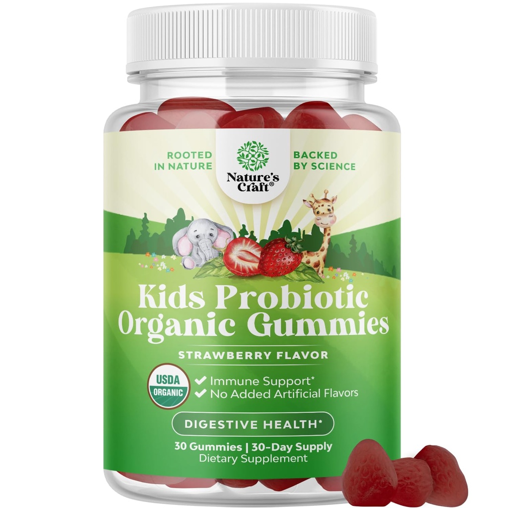 Immune Booster Kids Probiotic Gummies - Bacillus Subtilis Probiotic for Kids Upset Stomach Body Cleanse Immune Boost and Colon Detox - Constipation Relief and Digestive Health Vitamins Gummy - 30ct