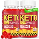 Keto ACV Gummies - 1500MG ACV Keto Gummies für Damen - Apfelessig mit Mutter, Probiotika, Vitamine B6 B12 für Gut Digestion - Vegan & Non-GMO, 2 Pack