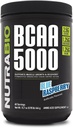 NutraBio BCAA 5000 Powder - Vegan Fermented BCAAs - Unterstützt Lean Muskelwachstum, Erholung, Ausdauer - 60 Servierungen - Blau Himbeer
