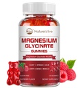 Magnesium Glycinat-Gummien, Zuckerfreie Magnesium-Ergänzung mit Magnesium Glycinat 400mg, Magnesium L-Threonate 200mg für ruhige Stimmung, Muskel, Knochen & Schlaf für Erwachsene, 60 Himbeer-Gummien